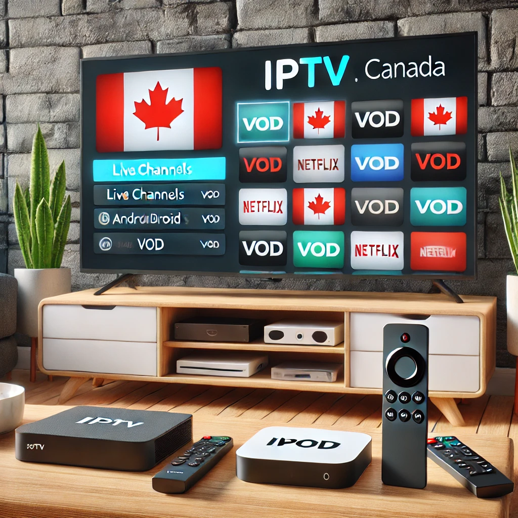 Smart TV streaming IPTV in a Canadian home with Firestick and Android TV box